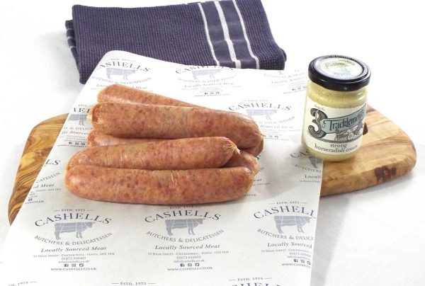beef and horserasdish sausages